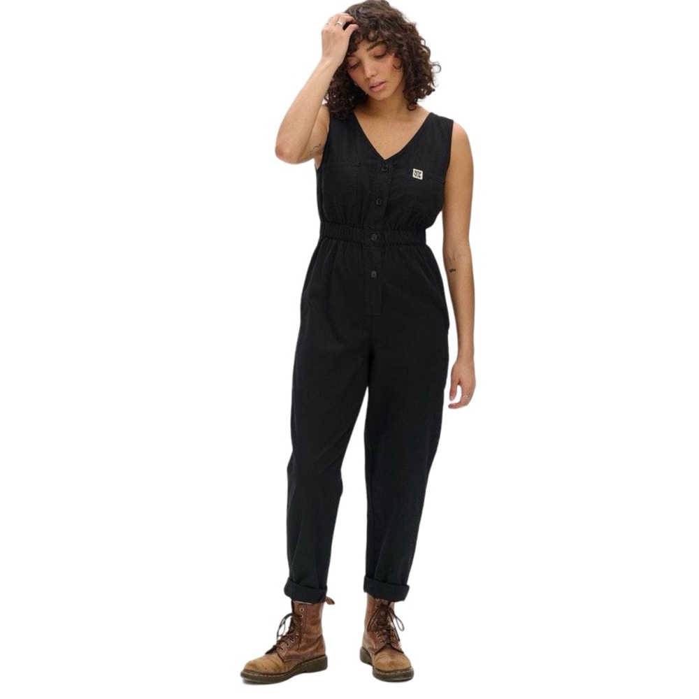 Lucy & Yak Juni Jumpsuit Womens 4 Small Black Denim Sleeveless Romper Jumper